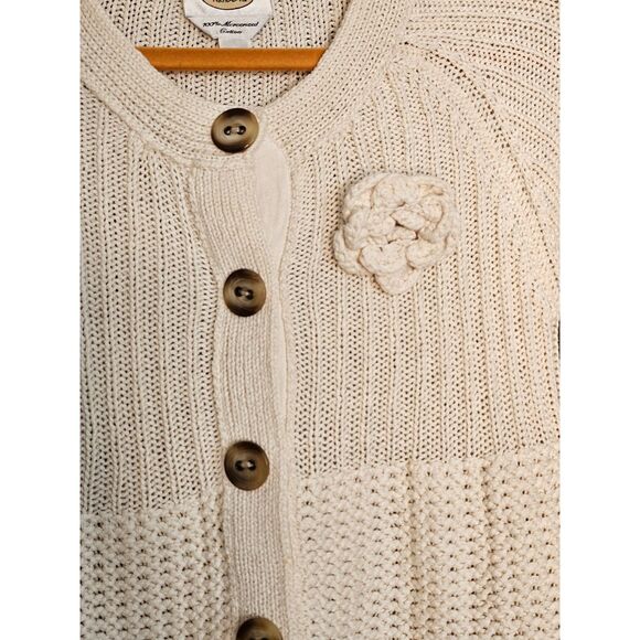 Talbots Knit Bell Sleeves Button Front Cardigan Ivory Small - Picture 10 of 16